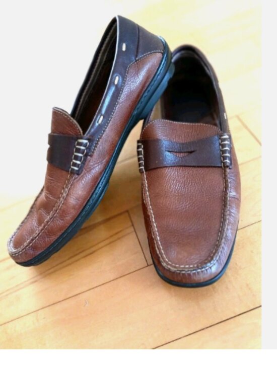 J & M Genuine Leather Penny Loafers Classic Slip-Ons Size 11 Brown main image 9